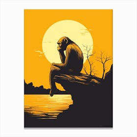 Thinker Monkey Comic Illustration 2 Canvas Print