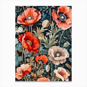 William Morris Inspired Flower Pattern 13 Canvas Print