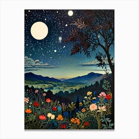 William Morris Moonlight Over The Mountains Canvas Print