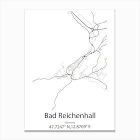 Bad Reichenhall,Germany Minimalist Map Canvas Print