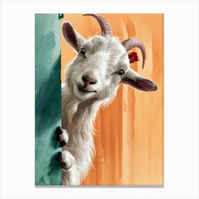 Goat Peeking Out Of The Wall Canvas Print