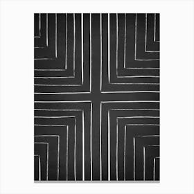 Black White Geo Lines A Canvas Print