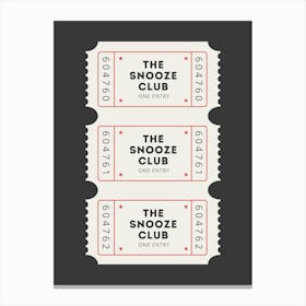 Snooze Club Black Poster Canvas Print