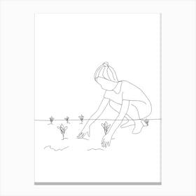 Girl Planting A Seed Canvas Print