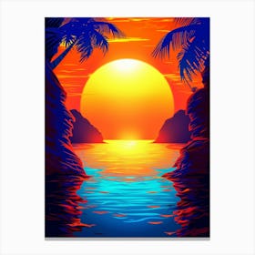 Sunset With Palm Trees 7 Canvas Print