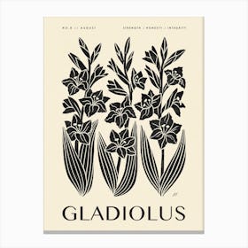 Rustic August Birth Flower Gladiolus Black Cream Canvas Print