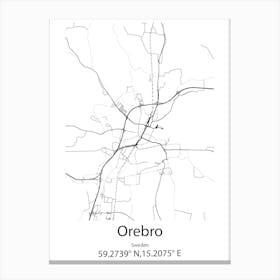 Orebro,Sweden Minimalist Map Canvas Print