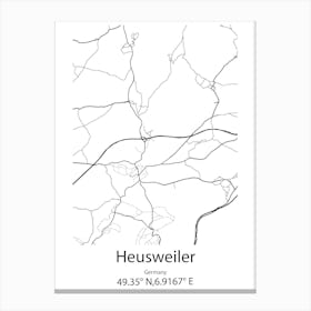 Heusweiler,Germany Minimalist Map Canvas Print