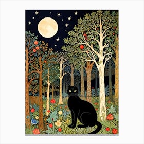 William Morris Black Cat In The Forest 4 Canvas Print