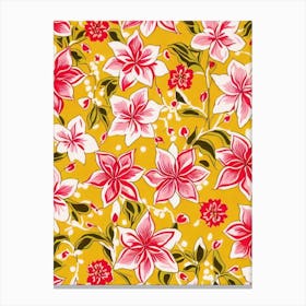 Amaryllis Floral Print Retro Pattern 1 Flower Canvas Print