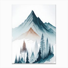 Mountain And Forest In Minimalist Watercolor Vertical Composition 138 Canvas Print
