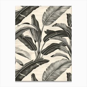 Black And White Banana Leaves Canvas Print