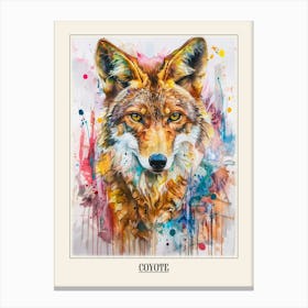 Coyote Colourful Watercolour 4 Poster Canvas Print