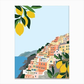 Amalfi Italy Landscape Watercolour Art Canvas Print