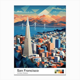 San Francisco, Usa, Geometric Illustration 2 Poster Canvas Print