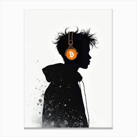 Silhouette Of A Person Wearing Headphones Canvas Print