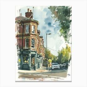 Bromley London Borough   Street Watercolour 4 Canvas Print