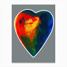 Loveheart love heart romance color colorful abstract simple bedroom st valentine wedding blue red orange yellow hand painted Canvas Print