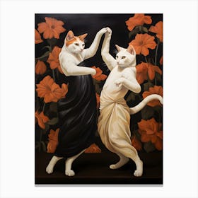 "Feline Ballet: Two Cats in Dance" Canvas Print