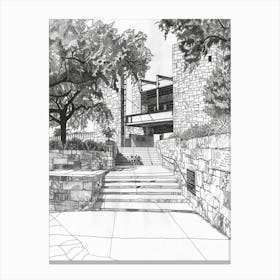 The Bullock Texas State History Museum Austin Texas Black And White Drawing 1 Canvas Print