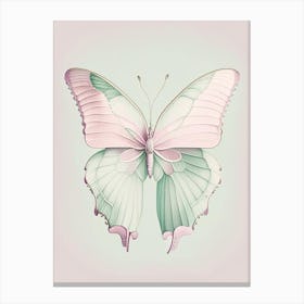 Butterfly Outline Vintage Pastel 1 Canvas Print