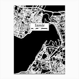 Izmir (Turkey) City Map — Hand-drawn map, vector black map Canvas Print