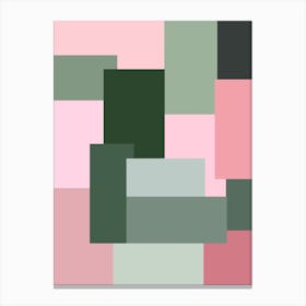 Abstract Geometric Pattern Pink and Green Canvas Print