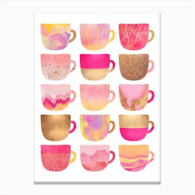 Pretty Pink Coffee Cups Canvas Print