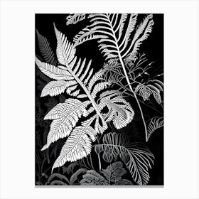 American Maidenhair Fern Linocut Canvas Print