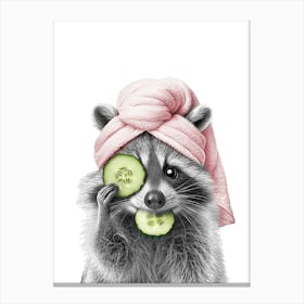 Raccoon With Cucumber Canvas Print