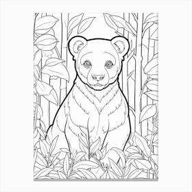 Line Art Jungle Animal Black Panther 1 Canvas Print