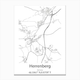 Herrenberg,Germany Minimalist Map Canvas Print