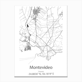 Montevideo,Uruguay Minimalist Map Canvas Print