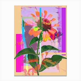 Zinnia 3 Neon Flower Collage Canvas Print