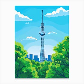 Tokyo Skytree 3 Colourful Illustration Canvas Print