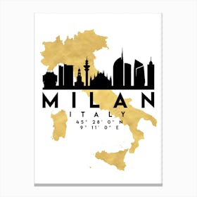 Milan Italy Silhouette City Skyline Map Canvas Print
