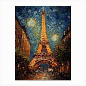 Eiffel Tower Paris France Vincent Van Gogh Style 3 Canvas Print