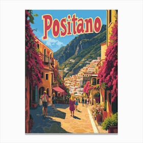 Aihrgdesign A 1970s Inspired Travel Poster For Positano 3 Canvas Print