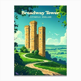 Broadway Tower Cotswold England Historical Digital Travel Illustration Canvas Print