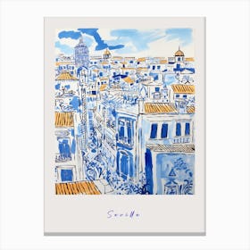 Seville Spain 3 Mediterranean Blue Drawing Poster Canvas Print