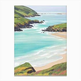 Crantock Beach, Cornwall Contemporary Illustration 1  Canvas Print