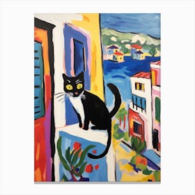 Painting Of A Cat In Paphos Cyprus 2 Canvas Print