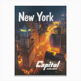New York City, Aeriel View, Vintage Travel Poster Canvas Print