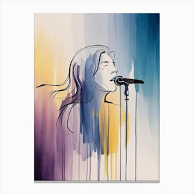 Singer Woman Watercolor Painting Canvas Print