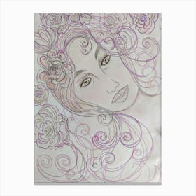 Woman With Flowers Canvas Print