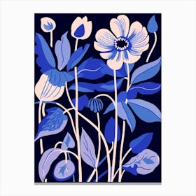 Blue Flower Illustration Columbine 4 Canvas Print