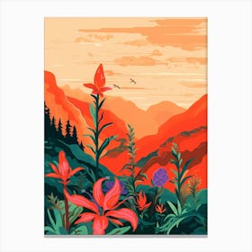 Boho Wildflower Painting Cardinal Flower 1 Canvas Print