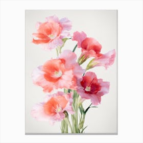 Gladioli Flowers Acrylic Painting In Pastel Colours 5 Canvas Print