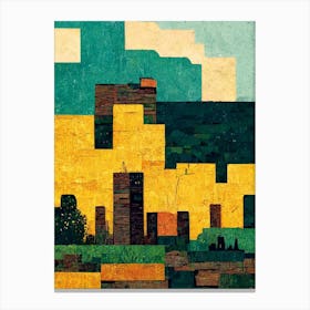 Minecraft Blocks Landscape By Van Gogh Canvas Print