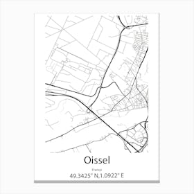 Oissel,France Minimalist Map Canvas Print